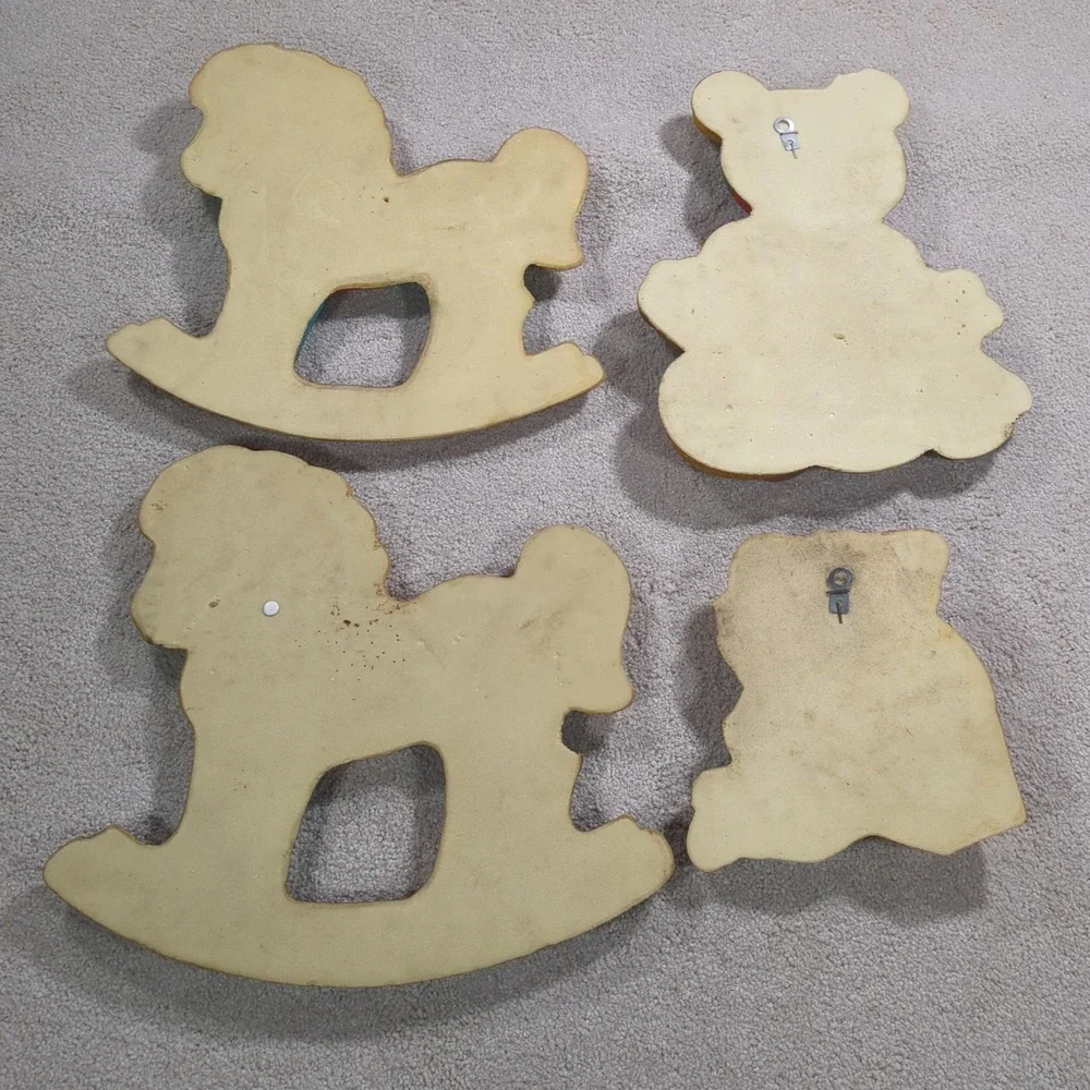 Foam Craft 1970s 2 Rocking Horses & Bear Patchwork & Clown Wall‎ Hanging Nursery